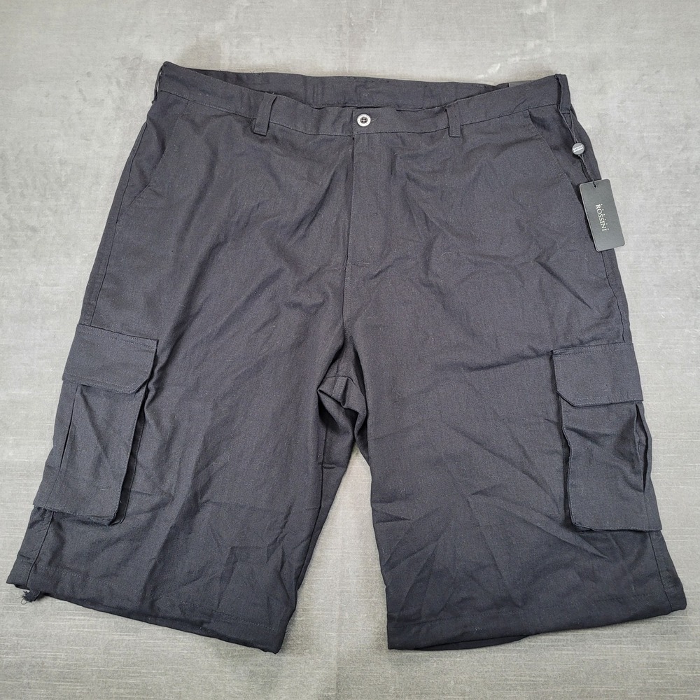 Enrico Rossini Mens Black Linen Blend Cargo Shorts Size 42 New